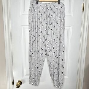 Frenchie Dog Lounge Pants Pajama Graphics Loungewear Gray White Women's Size L